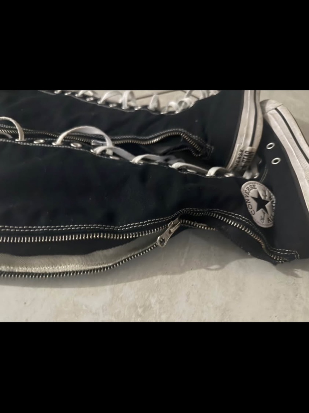 Converse Black & White High-Top Knee-Length Lace-Up Sneakers - Picture 2 of 4